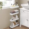 4-Tier Slide Out Slim Rolling Storage Cart White