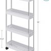 4-Tier Slide Out Slim Rolling Storage Cart White