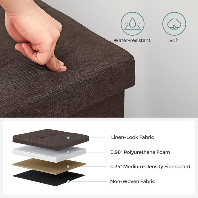 109cm Folding Storage Ottoman Bench Brown LSF77BR