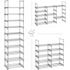 SONGMICS 10-Tier Metal Shoe Rack Customizable Design – Grey