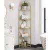 VASAGLE 5 Tier Corner Ladder Bookshelf Tempered Glass Modern Style Golden Color