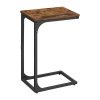 Slim End Table with Metal Frame Industrial Rustic Brown and Black