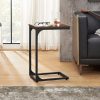 Slim End Table with Metal Frame Industrial Rustic Brown and Black