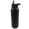 40oz Vacuum Insulated Water Bottle 3 Lids with Straw (Black) VP-IWB-100-HL