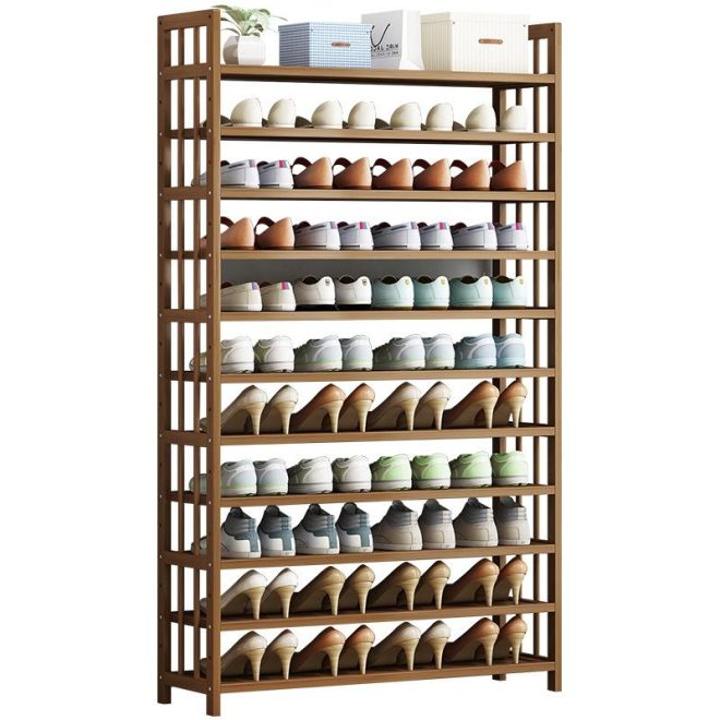 Tower Bamboo Wooden Shoe Rack Corner Shelf Stand Storage Organizer – 6 Tier