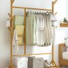 Portable Coat Stand Rack Rail Clothes Hat Garment Hanger Hook with Shelf Bamboo 9 Hook – Natural, With Rack