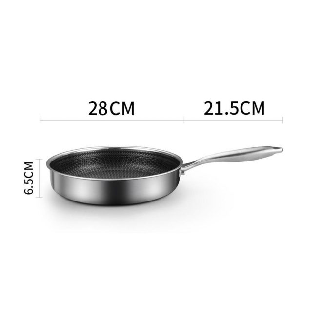 304 Stainless Steel Frying Pan Non-Stick Cooking Frypan Cookware Honeycomb Double Sided without lid – 28 cm