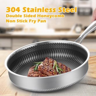 Stainless Steel Frying Pan Non-Stick Cooking Frypan Cookware Honeycomb Double Sided