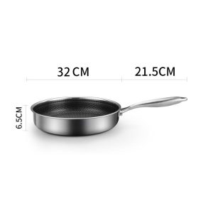 304 Stainless Steel Frying Pan Non-Stick Cooking Frypan Cookware Honeycomb Single Sided without lid – 32 cm