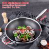 316 Stainless Steel Non-Stick Stir Fry Cooking Kitchen Wok Pan with Lid Honeycomb Double Sided – 32 cm