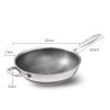 304 Stainless Steel Non-Stick Stir Fry Cooking Kitchen Wok Pan without Lid Honeycomb Double Sided – 34 cm