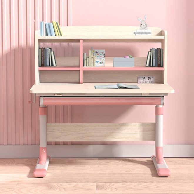 80cm Height Adjustable Children Kids Ergonomic Study Desk – Pink