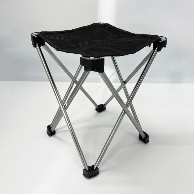 Mini Portable Outdoor Folding Stool Camping Fishing Picnic Chair Seat 80kg – Black