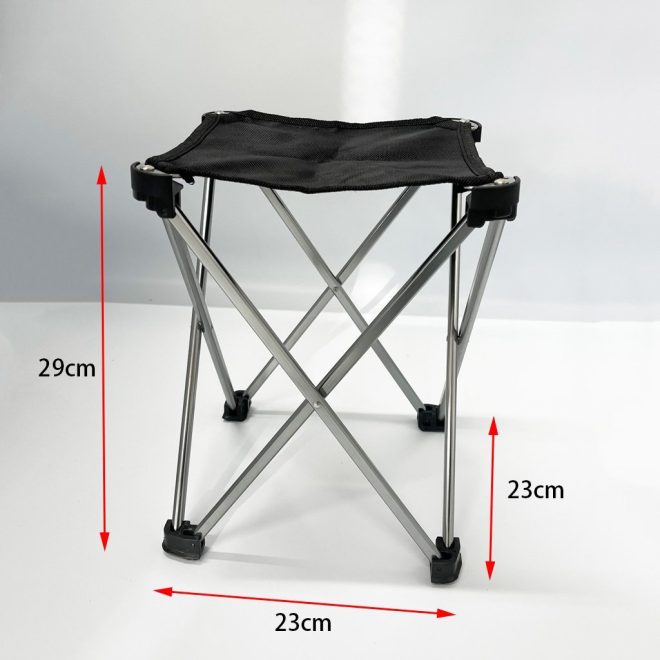 Mini Portable Outdoor Folding Stool Camping Fishing Picnic Chair Seat 80kg – Black