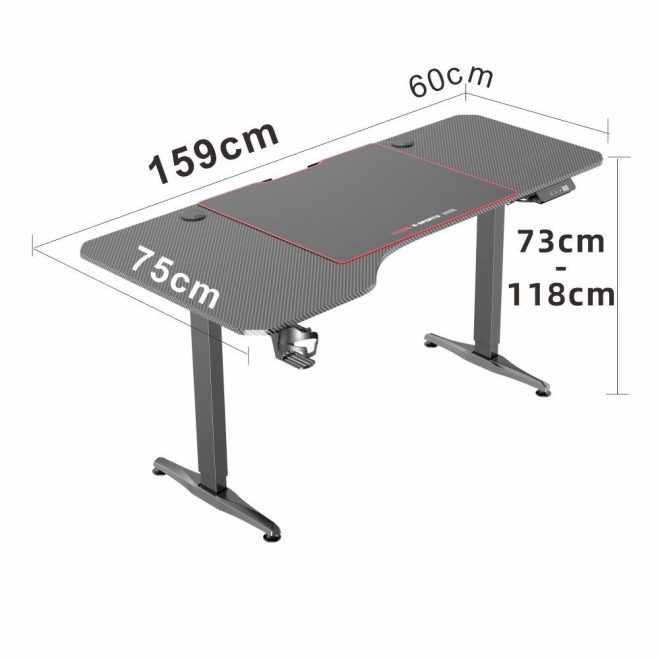 Gaming Standing Desk Home Office Lift Electric Height Adjustable Sit To Stand Motorized Standing Desk – 1100x600x740 to 1190 cm