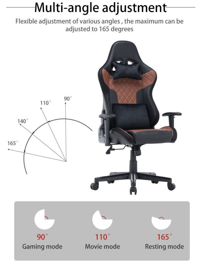 7 RGB Lights Bluetooth Speaker Gaming Chair Ergonomic Racing chair 165° Reclining Gaming Seat 4D Armrest Footrest – Black and Red