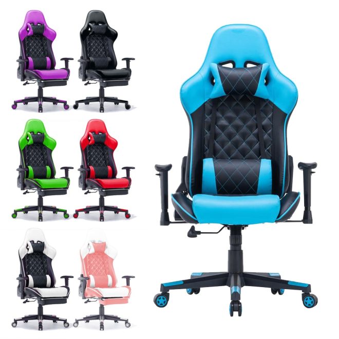 Gaming Chair Ergonomic Racing chair 165° Reclining Gaming Seat 3D Armrest Footrest – Black