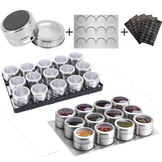 Magnetic Spice Jars Containers Spice Tins Wall Mounted Stainless Steel Base New