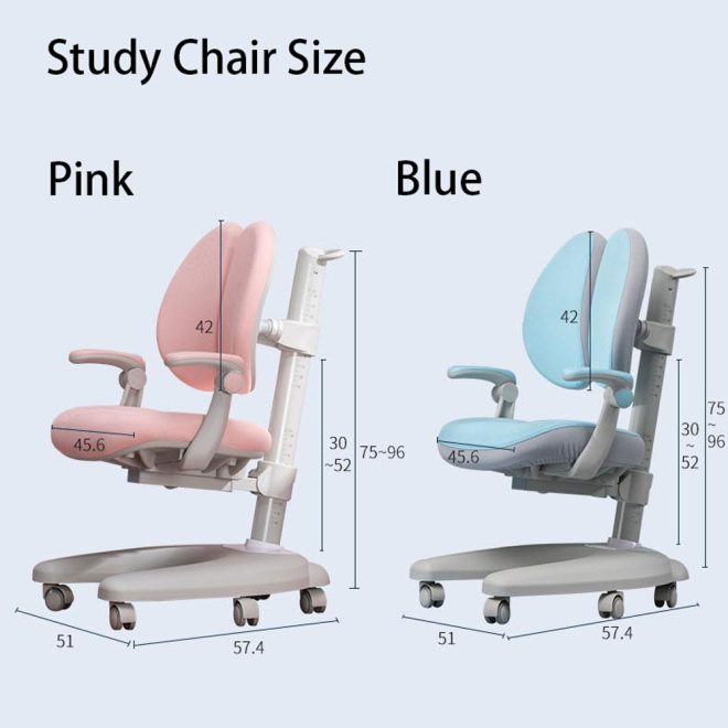 Solid Rubber Wood Height Adjustable Children Kids Ergonomic Study Chair Only AU – Pink