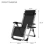 Kingsize Outdoor Folding Reclining Garden Beach Chair Sun Lounger Deck Recliner Silver Color