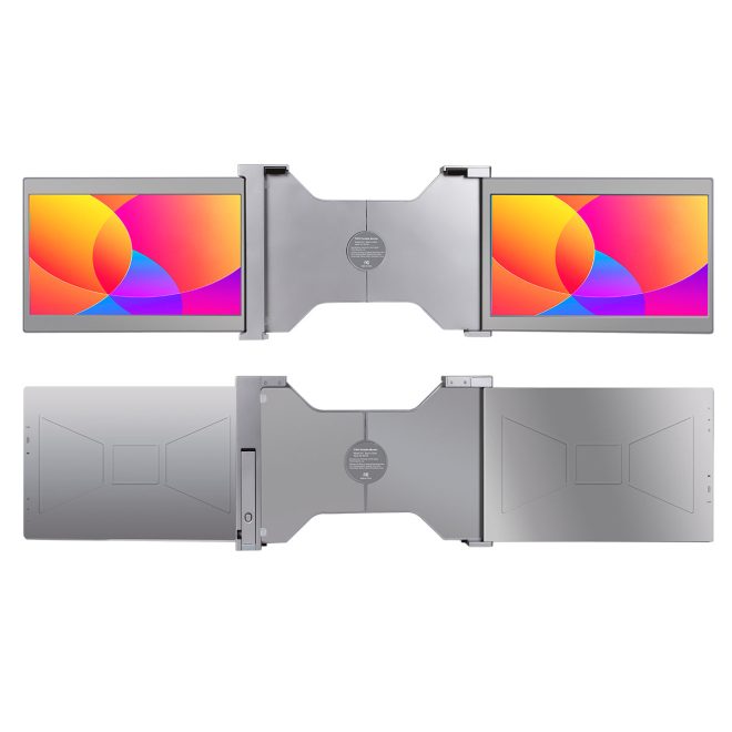 Dual Portable Triple Fold 1080P IPS FHD Monitor Screen Extender For Laptop 11.9″ Grey