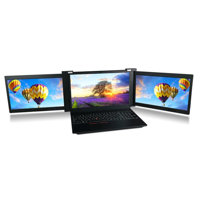 Dual Portable Triple Fold 1080P IPS FHD Monitor Screen Extender For Laptop 13.3″ – Black