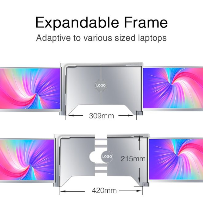 14 Inch FOPO Triple Portable Monitor 1080P FHD IPS Triple Monitor Laptop Screen Extender for 15″-17″ Laptops