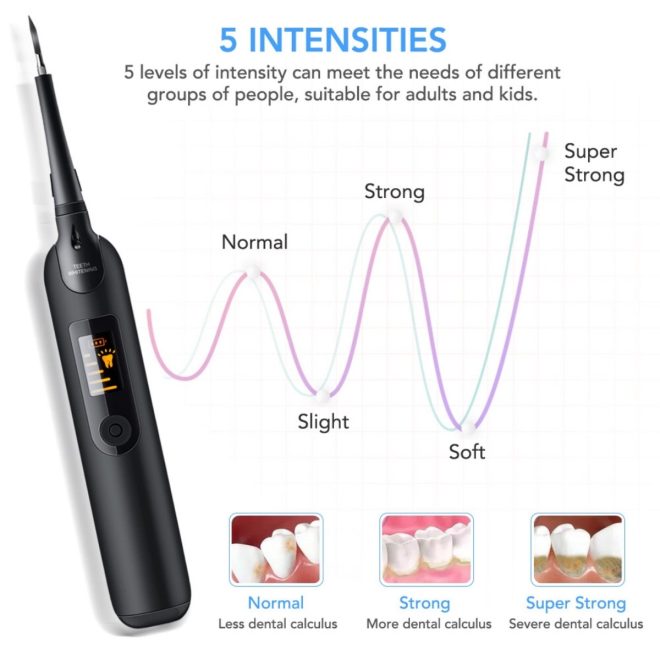 Electric Ultrasonic Dental Tartar Plaque Calculus Tooth Remover Set Kits Cleaner with LED Screen