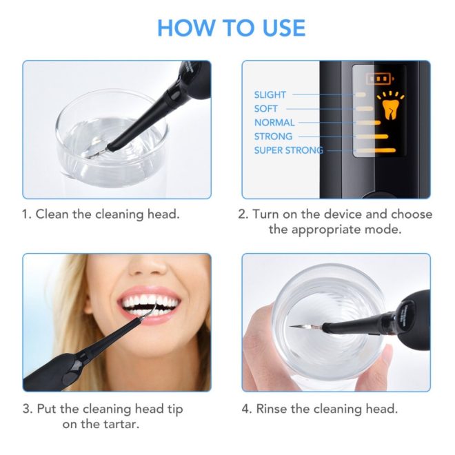 Electric Ultrasonic Dental Tartar Plaque Calculus Tooth Remover Set Kits Cleaner with LED Screen