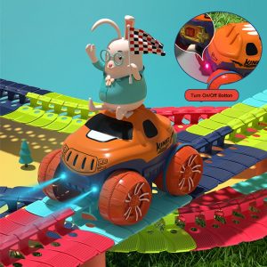 Changeable Track In The Dark Track with LED Light-Up Race Car Flexible Track Toy – 184 Pcs