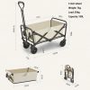 Folding Beach Wagon Cart Trolley Garden Outdoor Picnic Camping Sports Market Collapsible Shop – 5 inch wheel, Beige