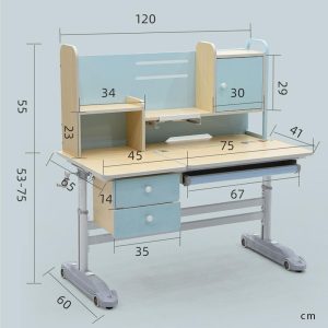 Height Adjustable Children Kids Ergonomic Study Desk Only 120cm AU – Blue, Without Chair