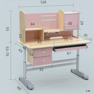 Height Adjustable Children Kids Ergonomic Study Desk Only 120cm AU – Pink, Without Chair