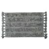 Cotton Fringe Tufted Non-Slip Bathmat Charcoal Grey