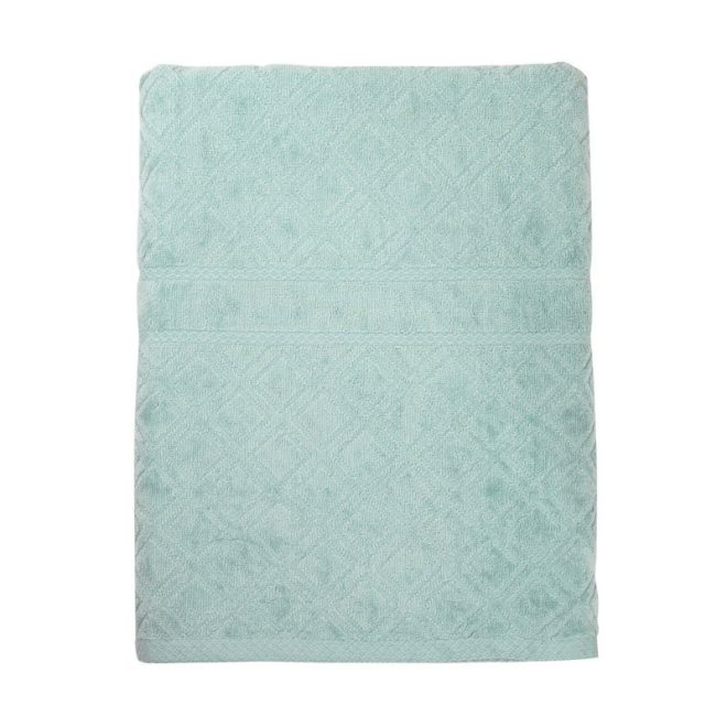 Premium Velour Diamond Design Jacquard Bath Towel – Aqua