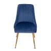 Viva Forever Set of 2 Velvet Dining Chairs – Art Deco Design with Gold Metal Legs – Blue