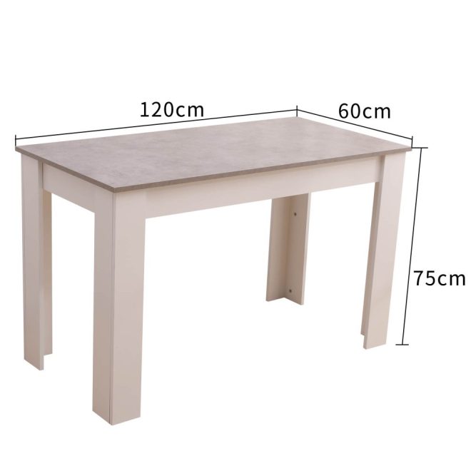 Dining Table Rectangular Wooden 120M – Grey and White