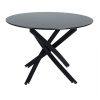 Round Marble-Effect Table-Black