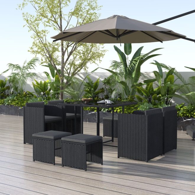 Horrocks 8 Seater Outdoor Dining Set – Black