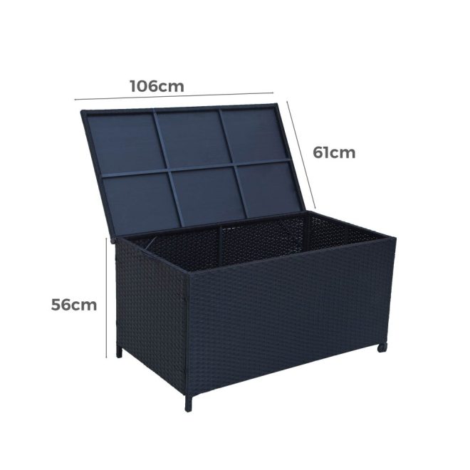 Outdoor PE Wicker Storage Box Garden 320L – Black