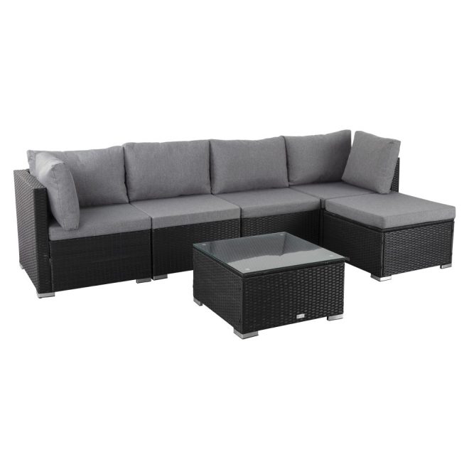 Ottoman-Style Outdoor Lounge Set – Black