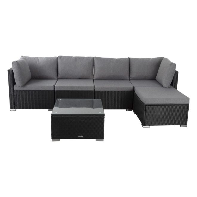 Ottoman-Style Outdoor Lounge Set – Black