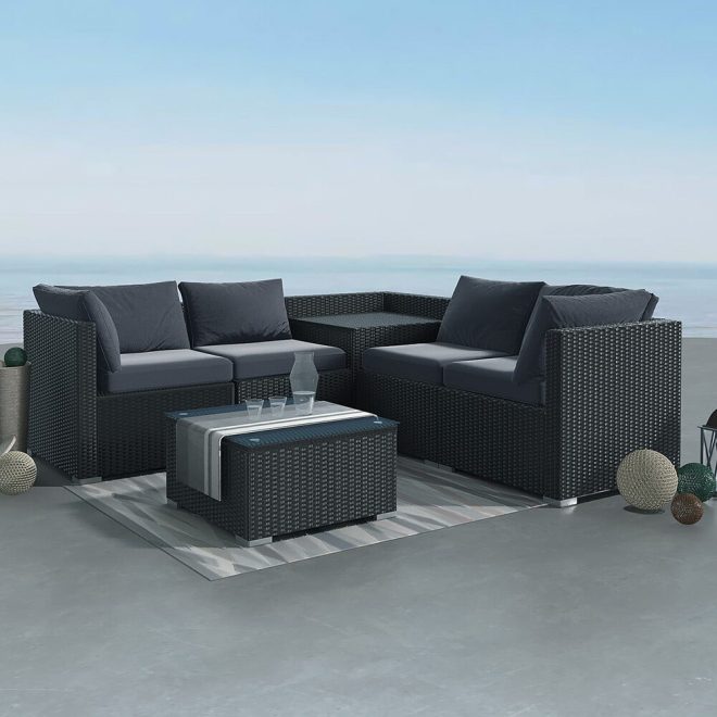 6PCS Outdoor Modular Lounge Sofa Coogee – Black