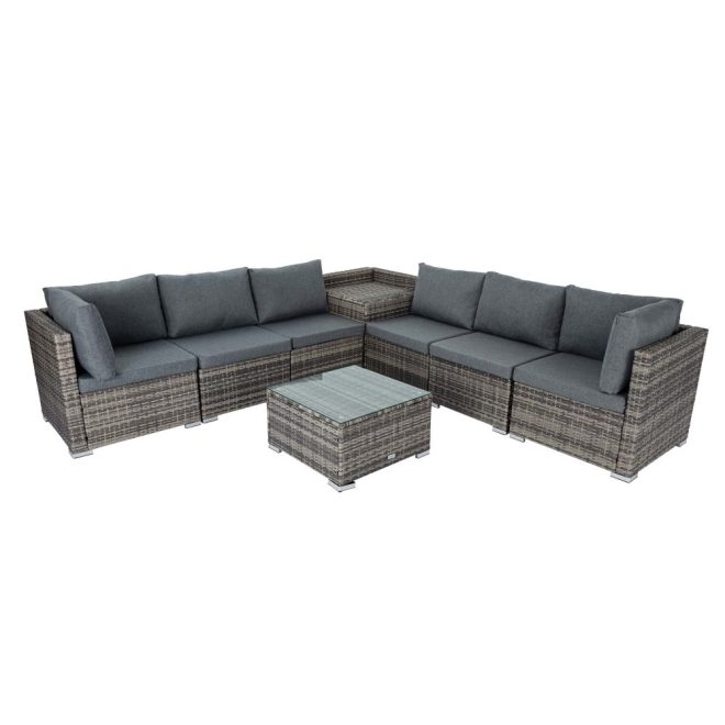 8PCS Outdoor Furniture Modular Lounge Sofa Lizard – Grey