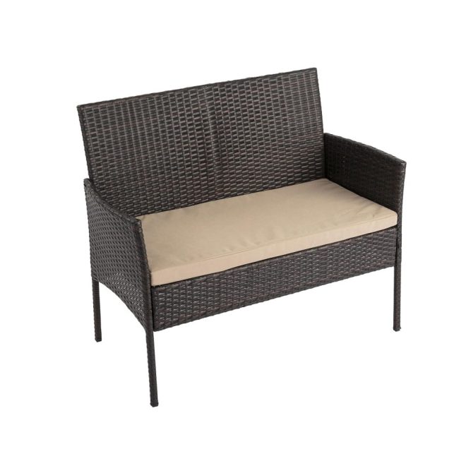 Breeze 4-Seat Wicker Outdoor Lounge Set – Brown and Beige