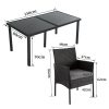 Outdoor Minimalist Wicker 6-Seater Dining Set – Black