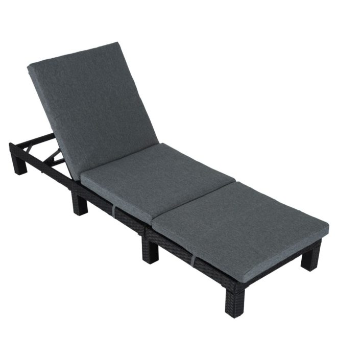 Rattan Sunbed with Adjustable Recline – Black