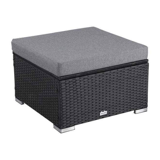 Outdoor wicker ottoman – Black