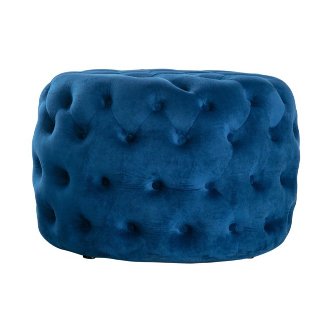 Round Velvet Ottoman in Navy