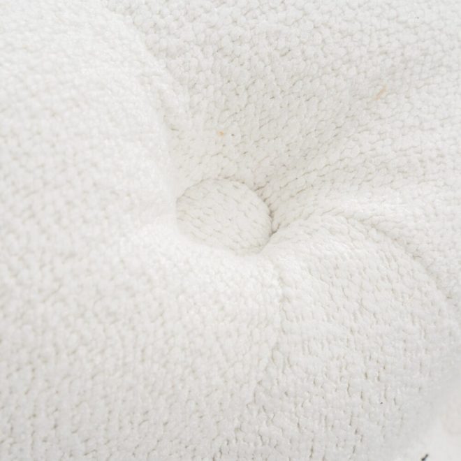 Boucle White Ottoman-Round